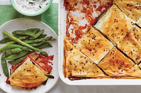 Image of "Pepper and aubergine baklava"