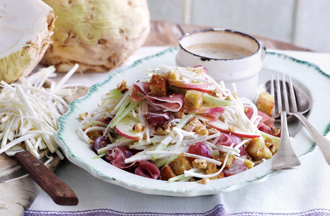 Celeriac, apple and walnut salad