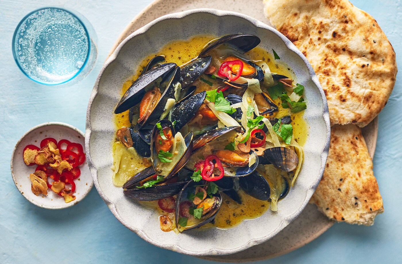 Indian-spiced mussels