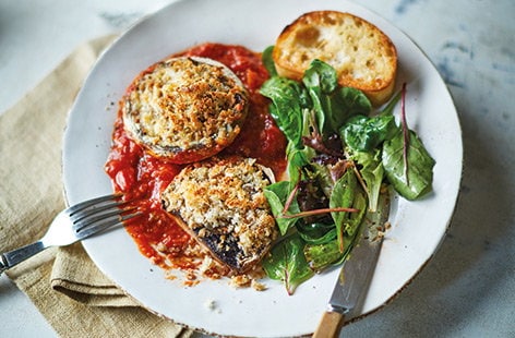 Image of "Baked mushrooms with quick garlic bread"