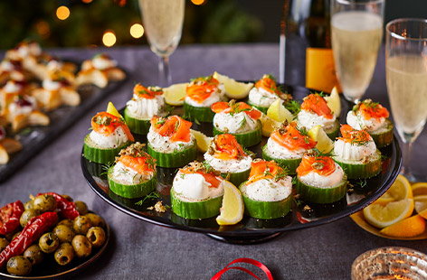 Image of "Smoked salmon, cream cheese and cucumber bites"