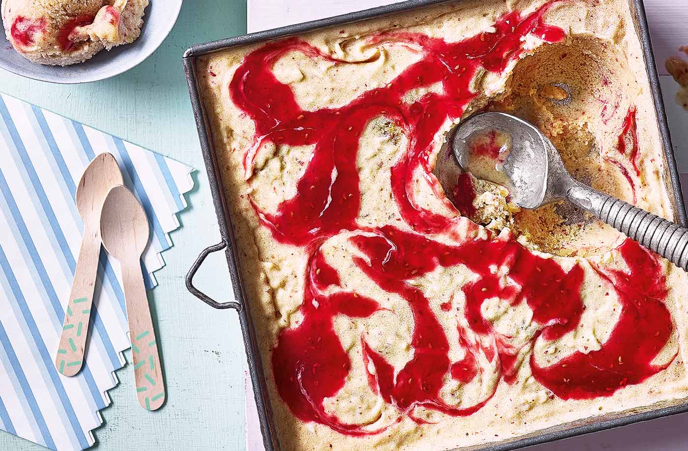 No-churn peach Melba sorbet