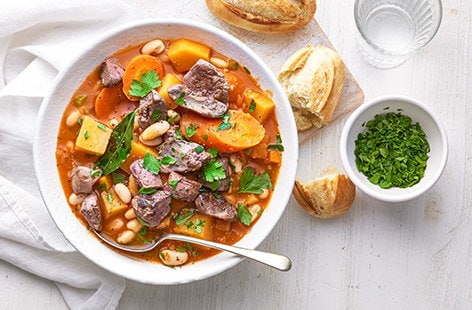 Image of "Root veg cassoulet with chicken livers"