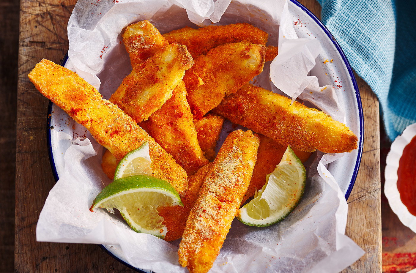 Polenta-crusted halloumi fries with sweet chilli and tomato jam