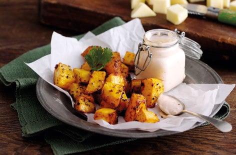 Image of "Harissa roasted swede with Greek yogurt"
