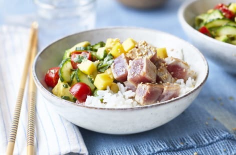 Image of "Tuna poke with jasmine rice "