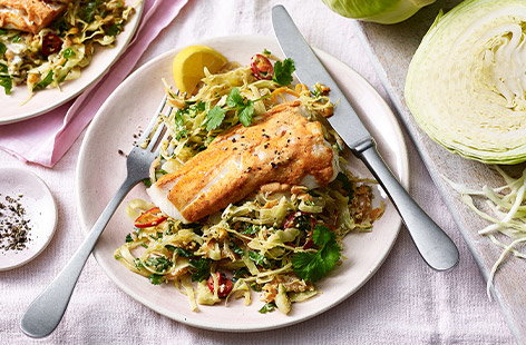 Image of "Tandoori-spiced fish with Keralan cabbage"