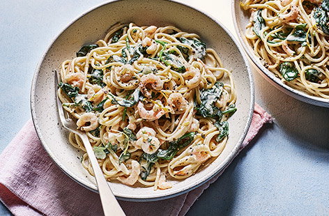 Image of "Creamy lemon and prawn spaghetti"