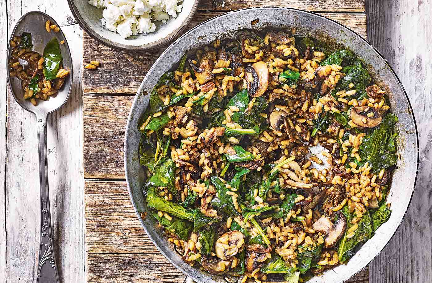 Mushroom and feta risotto