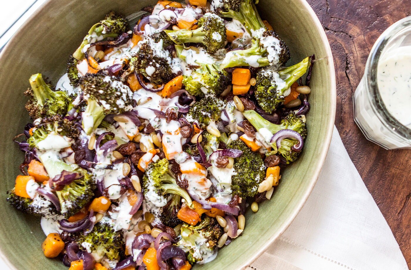 Roasted broccoli salad