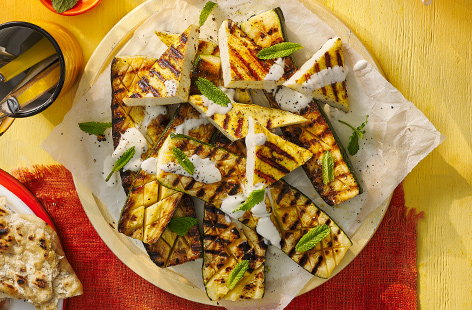 Image of "Grilled spiced paneer with charred courgettes"