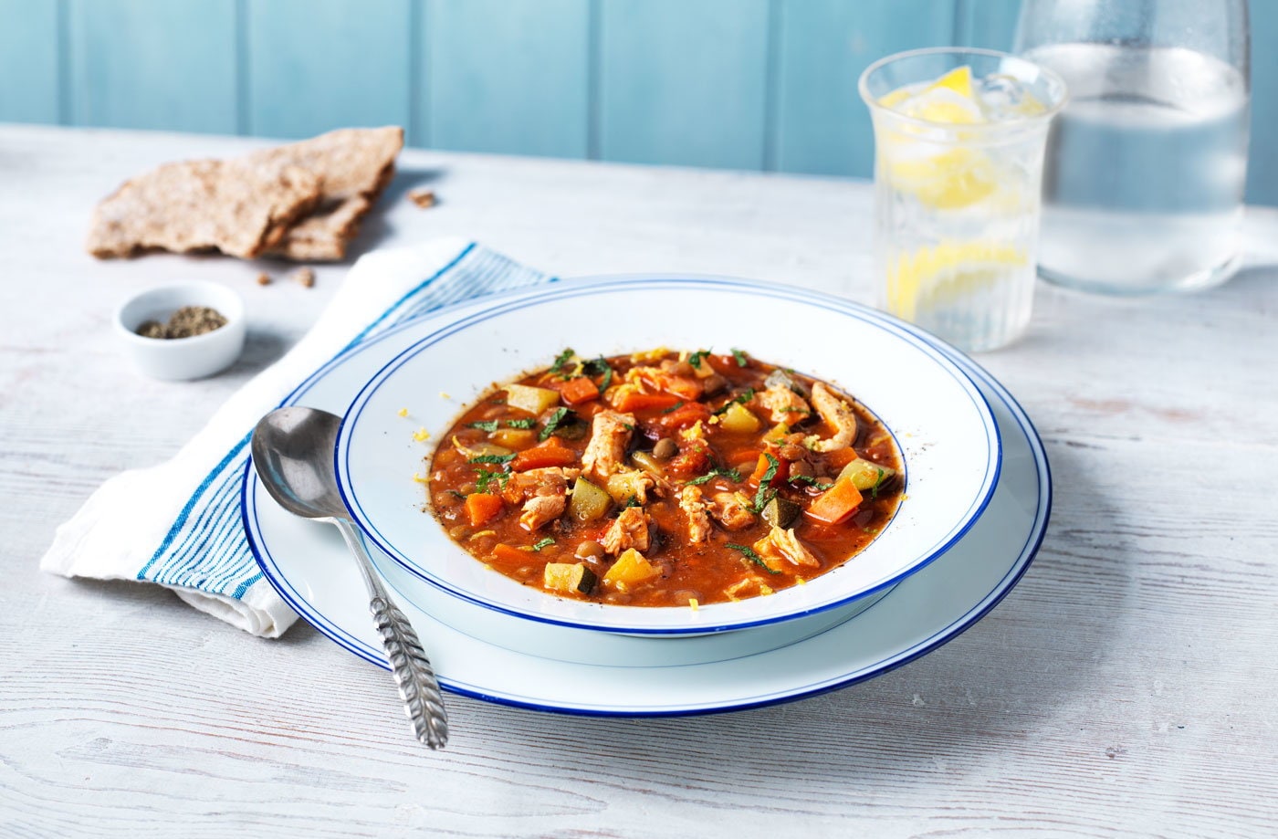 Moroccan chicken and lentil soup