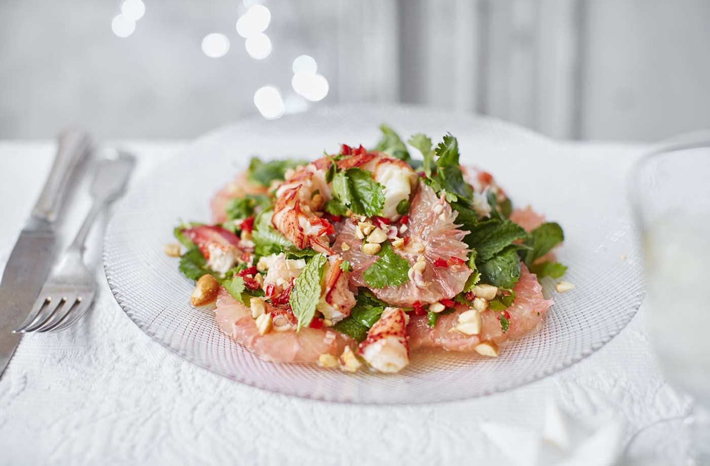 Image of "Vietnamese lobster and grapefruit salad with a ginger and lemongrass dressing"