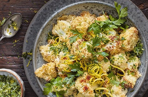 Image of "Almond-crusted cauliflower with gremolata"