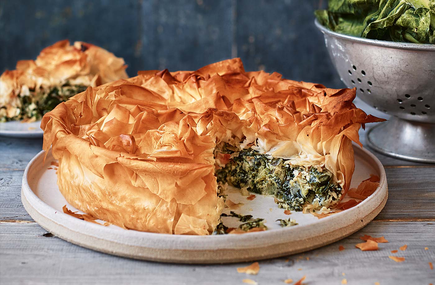 Spring greens spanakopita
