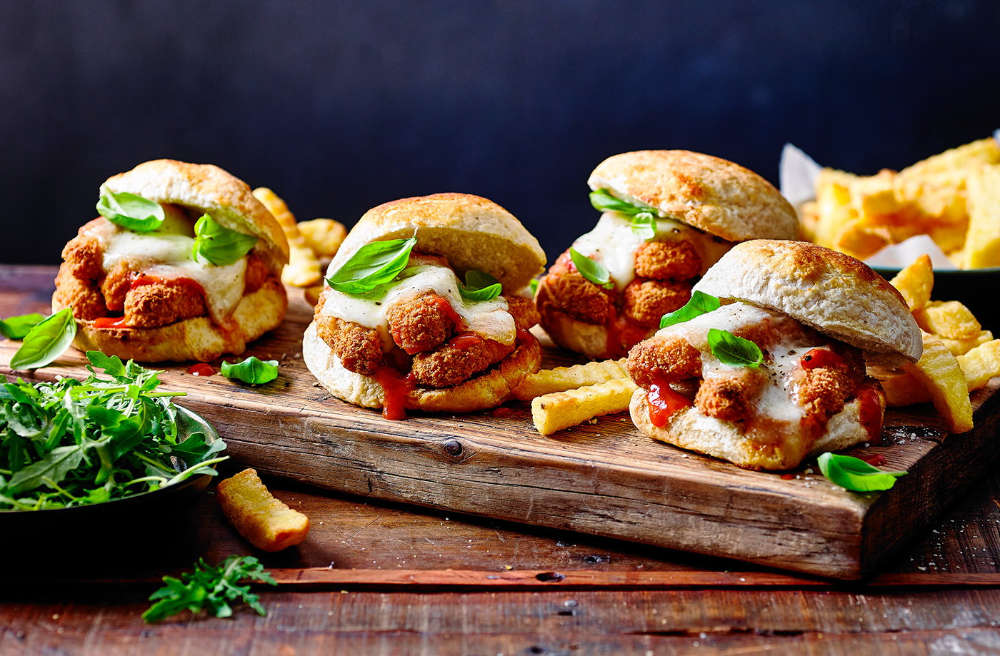 Chicken parmigiana burgers