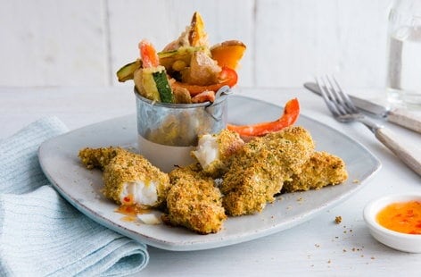 Image of "Cod goujons with tempura chips"
