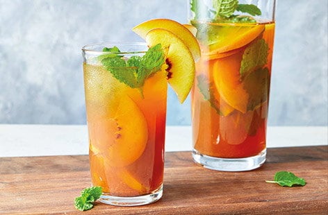Image of "Peach, mint and vanilla chai iced tea"