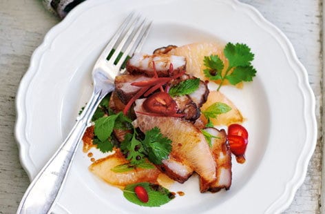 Image of "Chinese style belly pork with grapefruit salad"