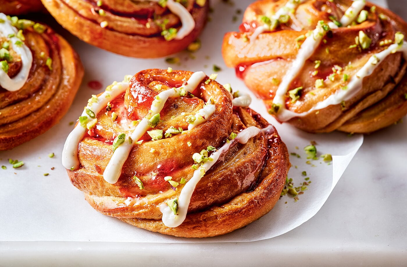 Raspberry cardamom buns
