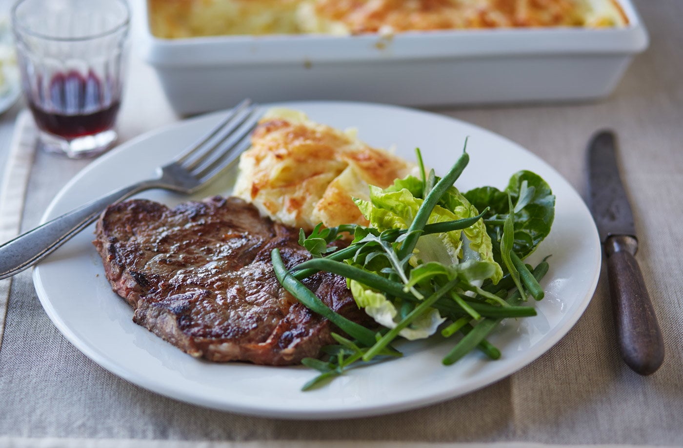 Garlic steak with dauphinoise potatoes