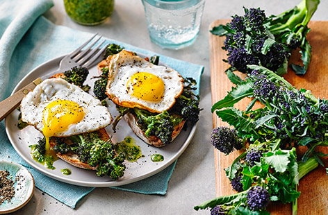 Image of "Purple sprouting broccoli bruschetta"