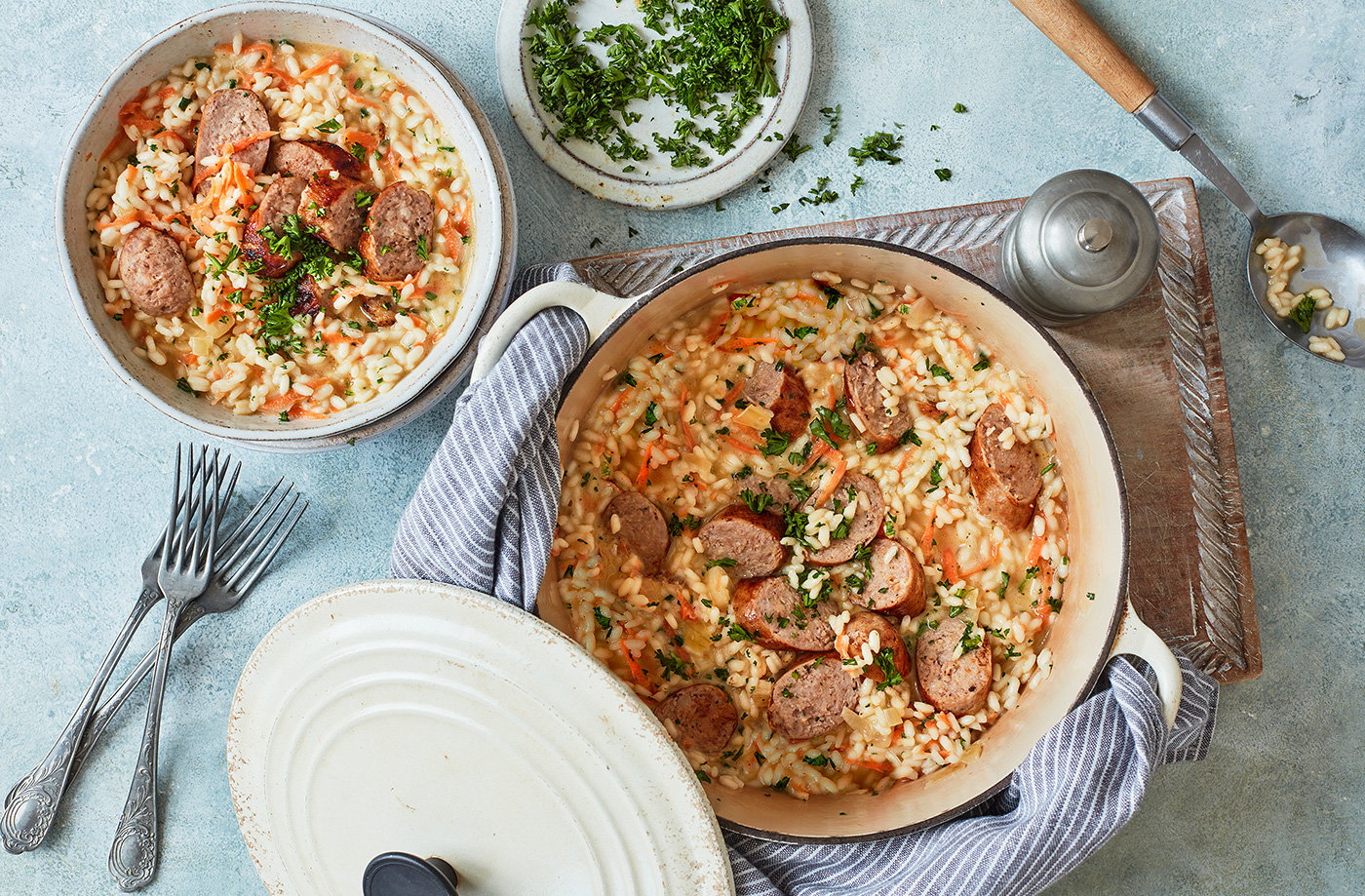 Carrot and sausage risotto