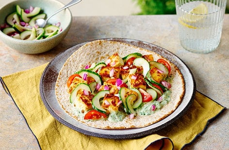 Image of "Spiced paneer and radish kachumber wraps"
