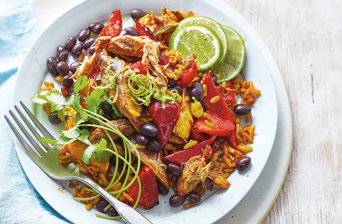 Mexican-style mackerel and rice