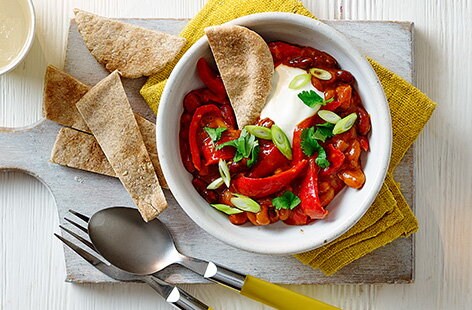 Image of "Tinned bean dhal with pitta dippers"