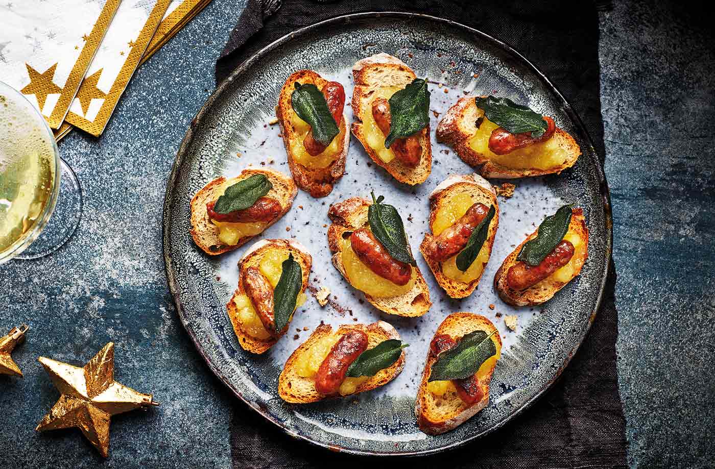 Sage and apple crostini