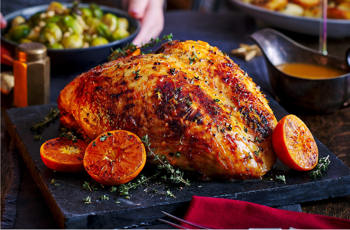 Clementine, thyme and honey-glazed turkey