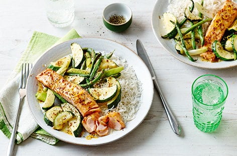 Image of "Air-fryer salmon with honey and mustard sauce"