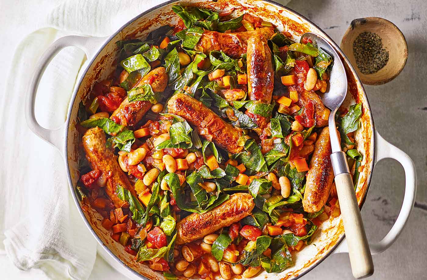 Sausage and cannellini bean casserole