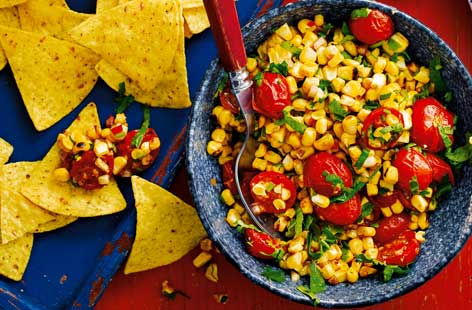Image of "Blackened corn and smoked tomato salsa"