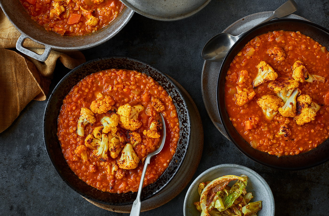 Red lentil and cauliflower dhal