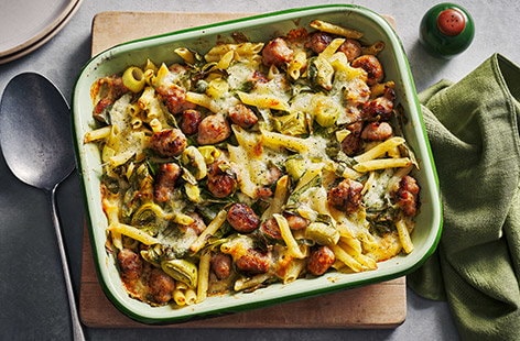 Image of "Sausage and greens pasta bake"