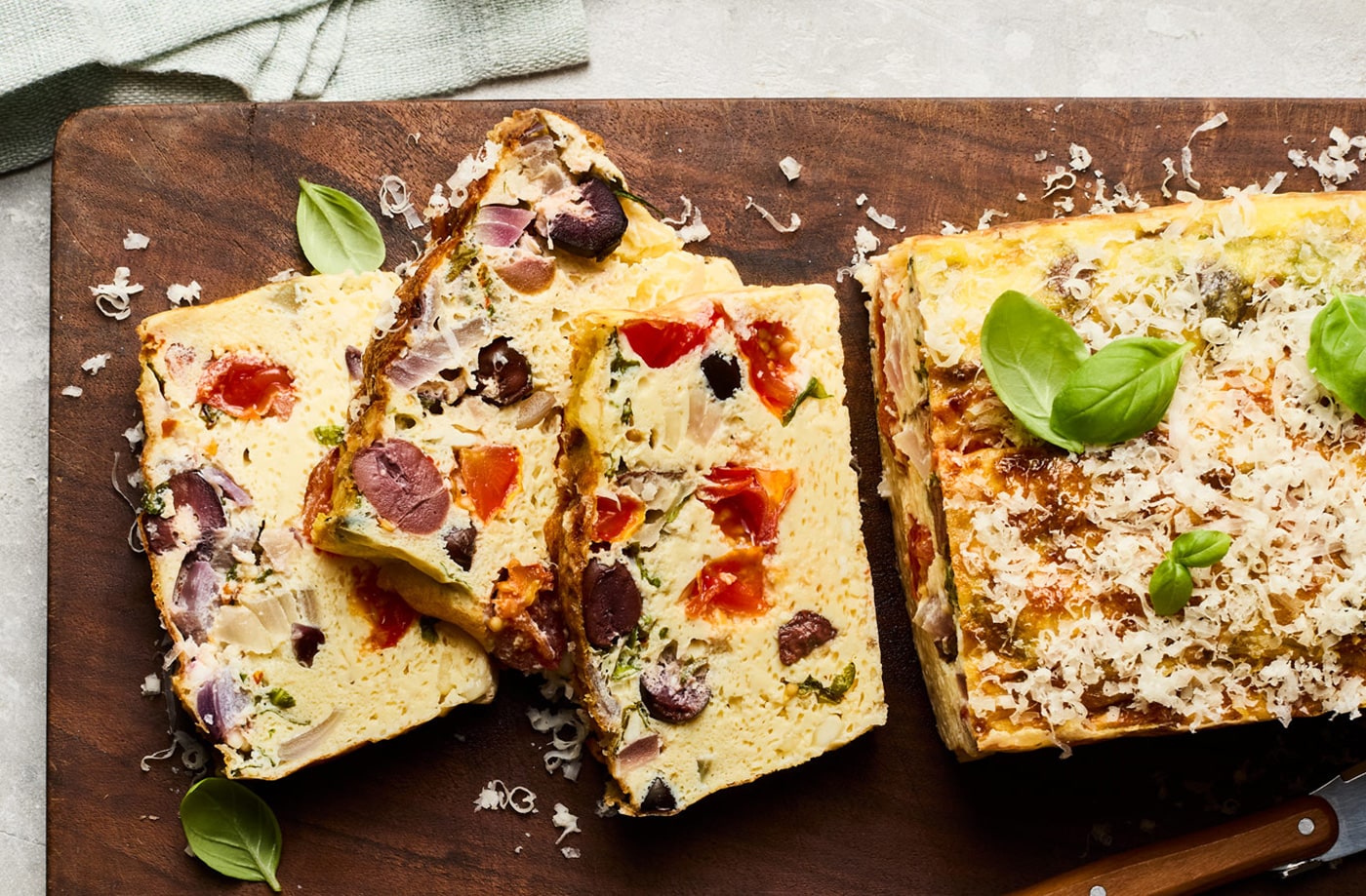 Mediterranean cottage cheese frittata loaf