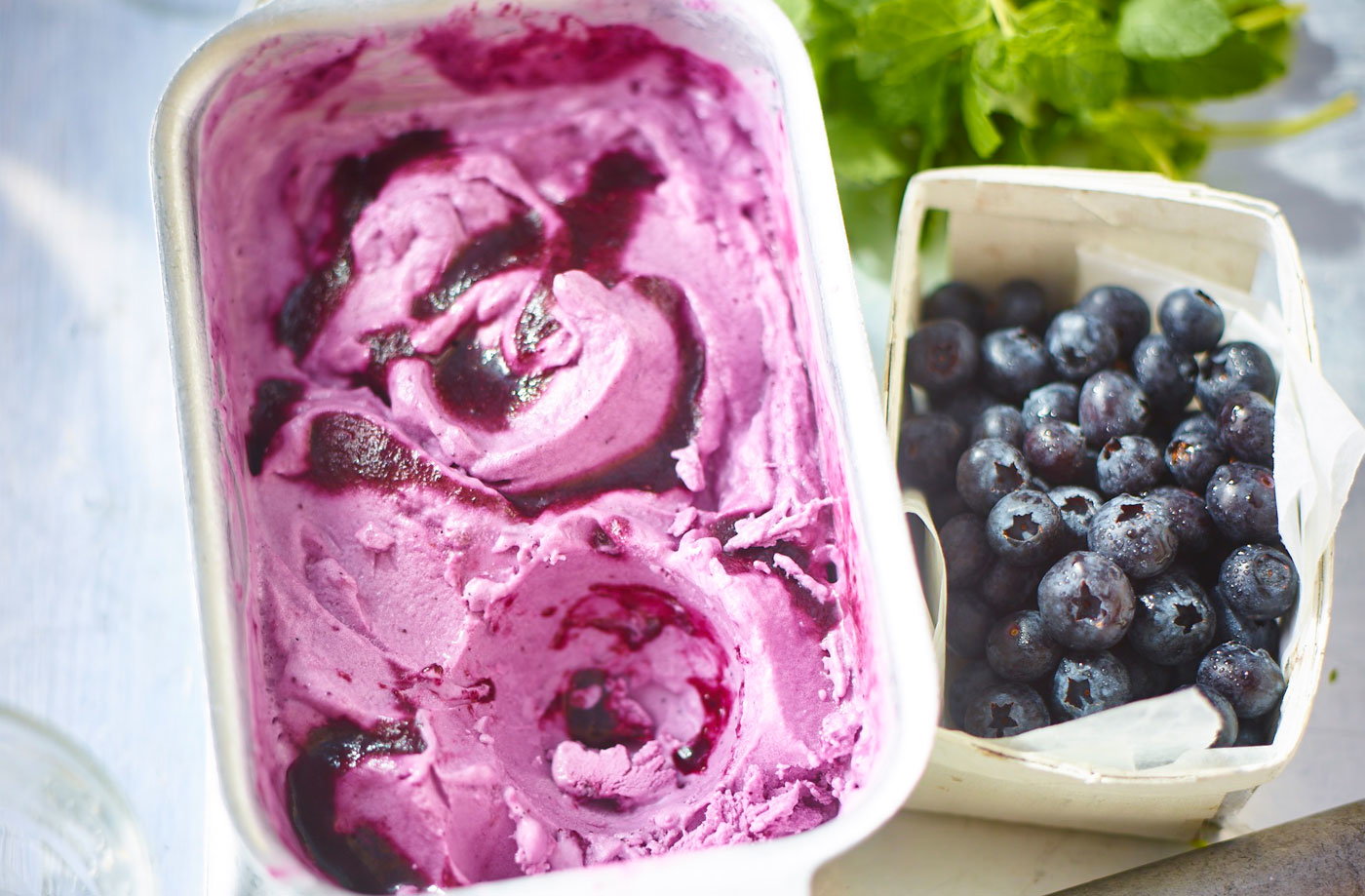 Blueberry and lime frozen yogurt