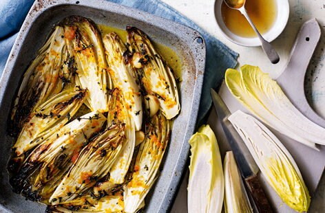 Image of "Caramelised chicory with orange and thyme"