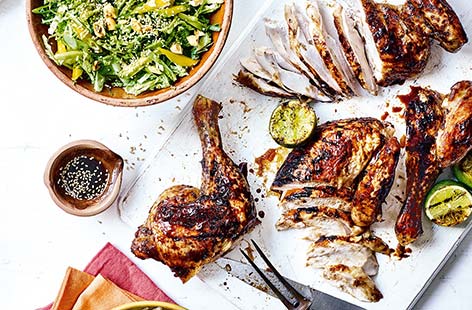 Image of "Hawaiian chicken with mango and avocado slaw"