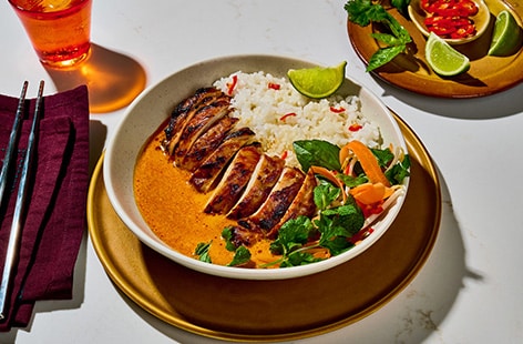 Image of "Red Thai brothy rice "