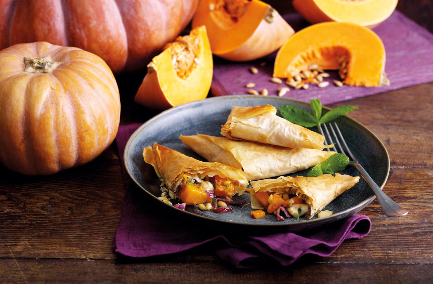 Pumpkin filo triangles