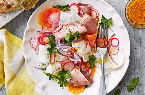 Image of "Celeriac, orange and roast beef salad"