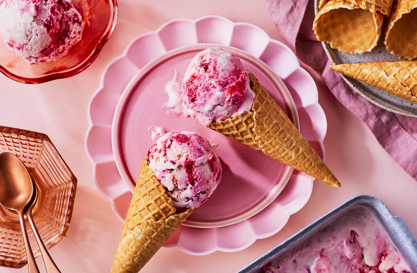 The creamiest no-churn strawberry ice cream
