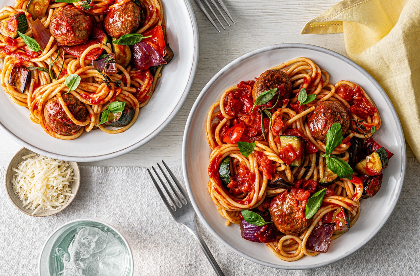 Ratatouille meatballs meal prep bag