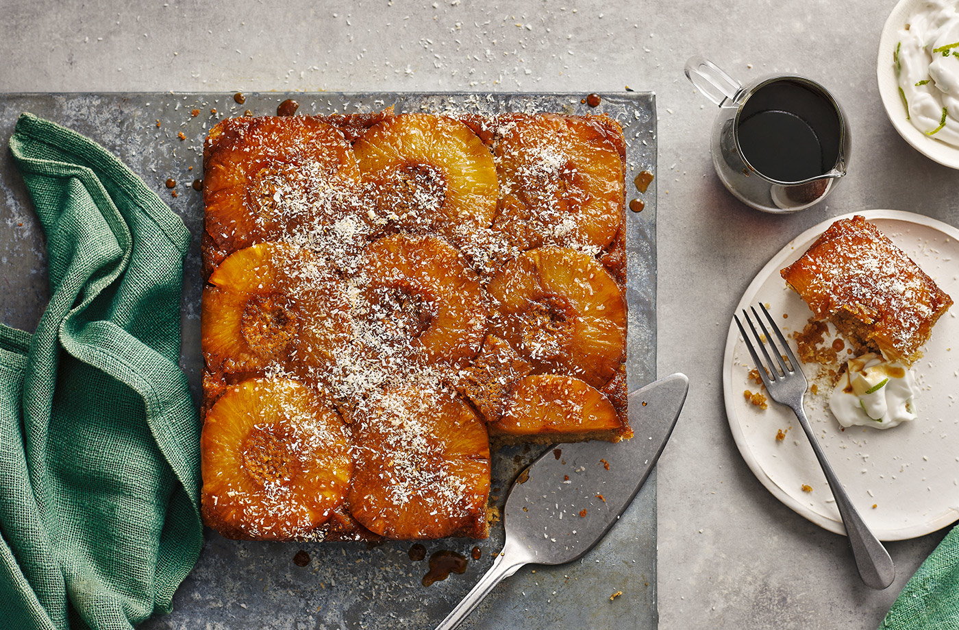 Rum and ginger pineapple upside-down cake