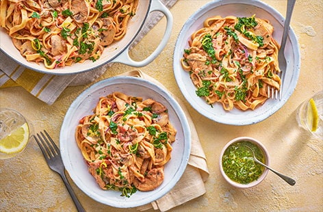 Image of "Creamy mushroom tagliatelle with zesty gremolata"