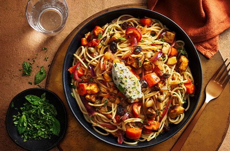 Image of "Carrot caponata spaghetti"