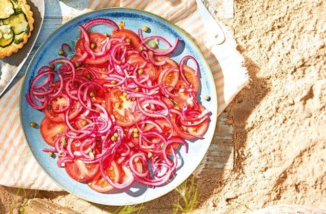 Tomato, pickled red onion and caper salad